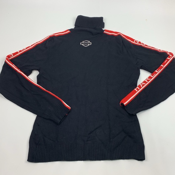 Harley-Davidson Sweaters - Harley-Davidson Black Turtleneck Sweater with Red Logo HD Sleeves Size Medium